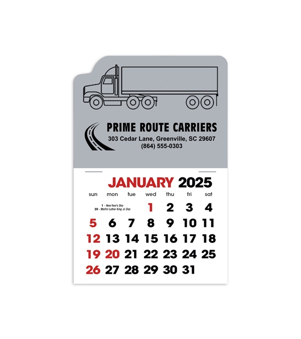 2-Color Stick Up Grid, English (14-Month) Left-Facing Tractor Trailer