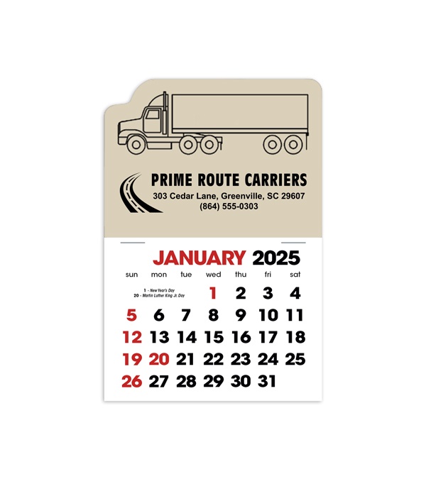 2-Color Stick Up Grid, English (14-Month) Left-Facing Tractor Trailer