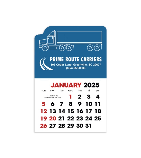 2-Color Stick Up Grid, English (14-Month) Left-Facing Tractor Trailer