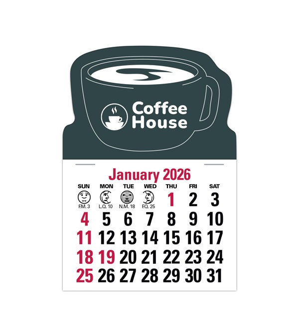 2-Color Stick Up Grid, English (13-Month) Coffee Cup Shape 2026