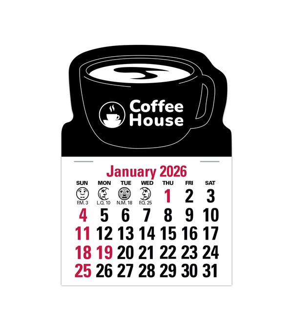 2-Color Stick Up Grid, English (13-Month) Coffee Cup Shape 2026