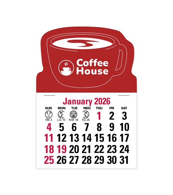 2-Color Stick Up Grid, English (13-Month) Coffee Cup Shape 2026