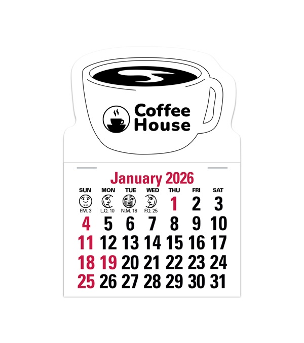 2-Color Stick Up Grid, English (13-Month) Coffee Cup Shape 2026