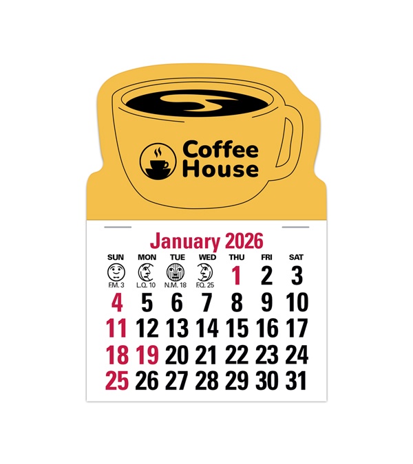2-Color Stick Up Grid, English (13-Month) Coffee Cup Shape 2026