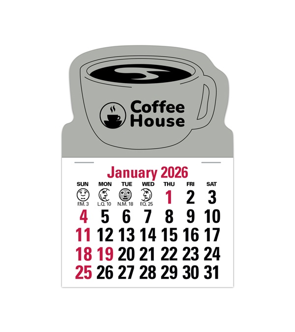 2-Color Stick Up Grid, English (13-Month) Coffee Cup Shape 2026