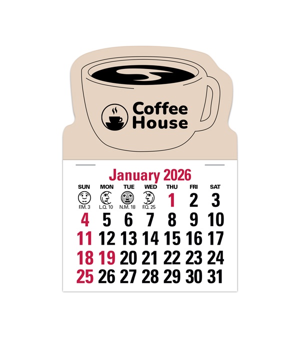 2-Color Stick Up Grid, English (13-Month) Coffee Cup Shape 2026