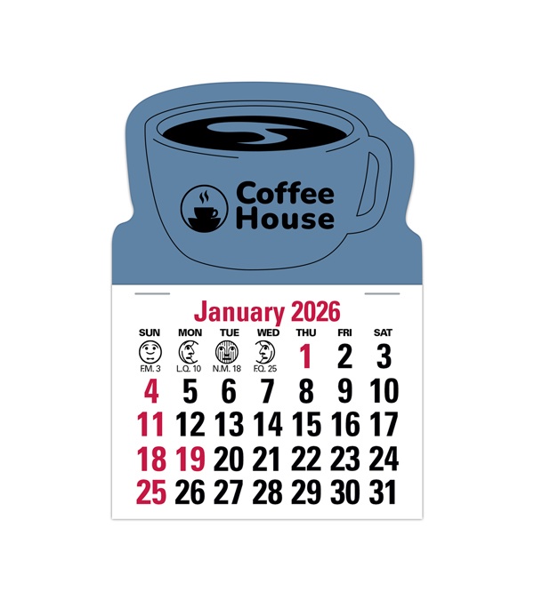 2-Color Stick Up Grid, English (13-Month) Coffee Cup Shape 2026