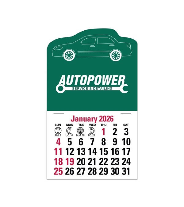 2-Color Stick Up Grid, English (13-Month) Car Shape 2026