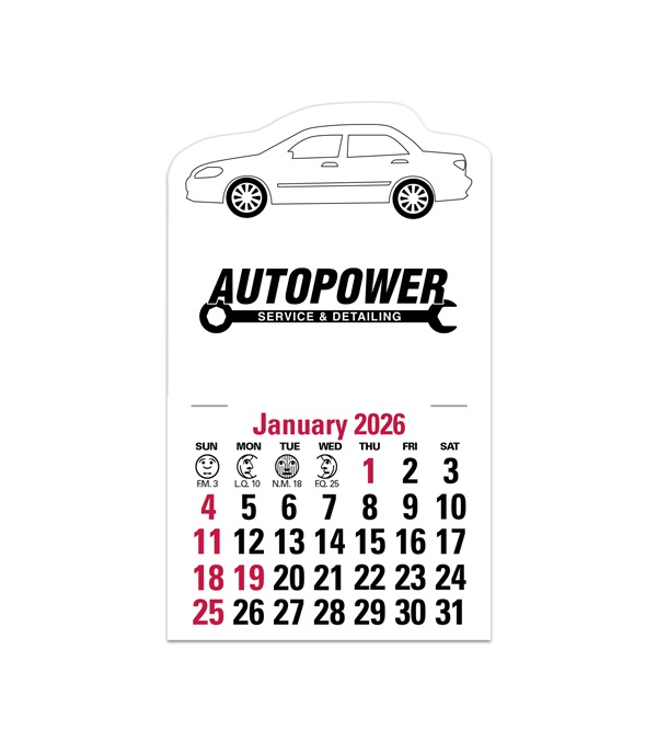 2-Color Stick Up Grid, English (13-Month) Car Shape 2026
