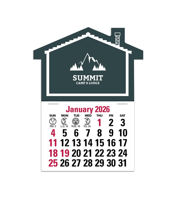 2-Color Stick Up Grid, English (13-Month) House Shape 2026