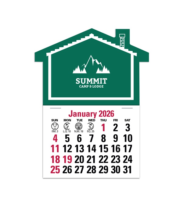 2-Color Stick Up Grid, English (13-Month) House Shape 2026