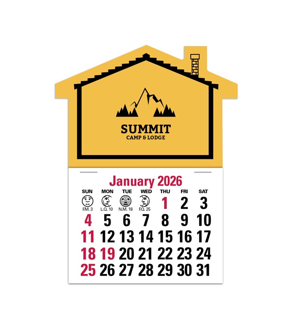2-Color Stick Up Grid, English (13-Month) House Shape 2026