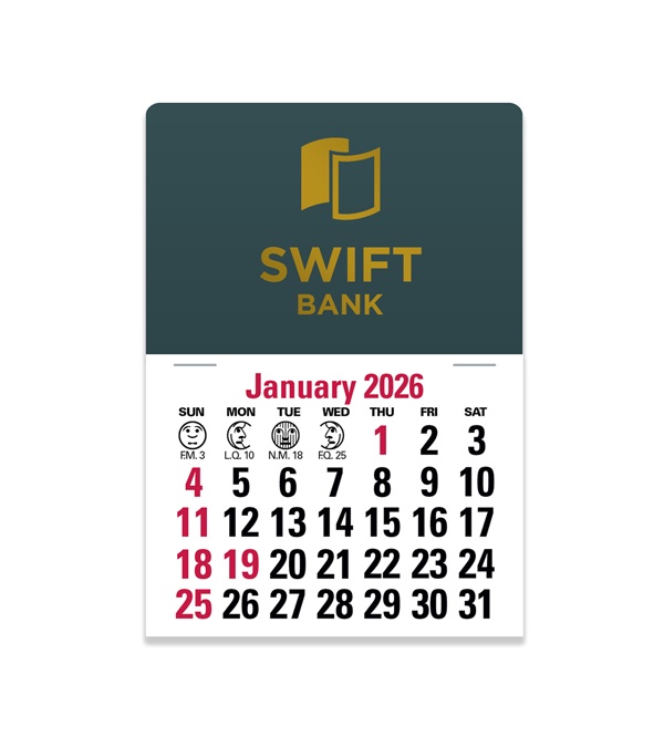 2-Color Stick Up Grid, English (13-Month) Rectangle Shape 2026