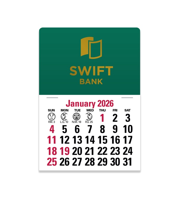 2-Color Stick Up Grid, English (13-Month) Rectangle Shape 2026