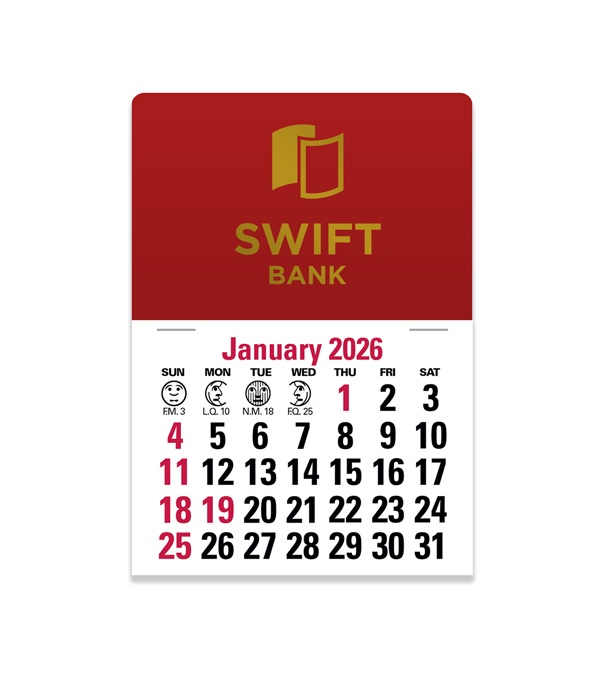 2-Color Stick Up Grid, English (13-Month) Rectangle Shape 2026