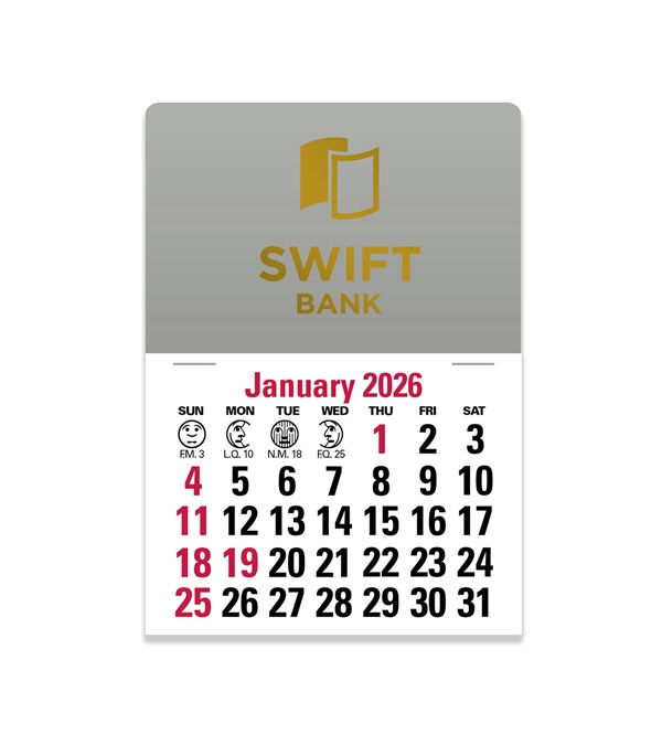 2-Color Stick Up Grid, English (13-Month) Rectangle Shape 2026