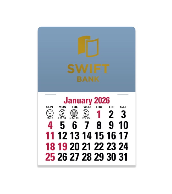 2-Color Stick Up Grid, English (13-Month) Rectangle Shape 2026