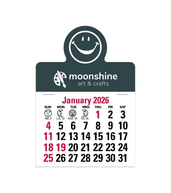 2-Color Stick Up Grid, English (13-Month) Smiley Face Shape 2026