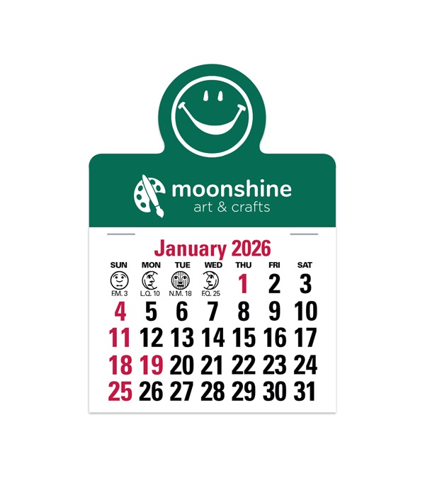 2-Color Stick Up Grid, English (13-Month) Smiley Face Shape 2026