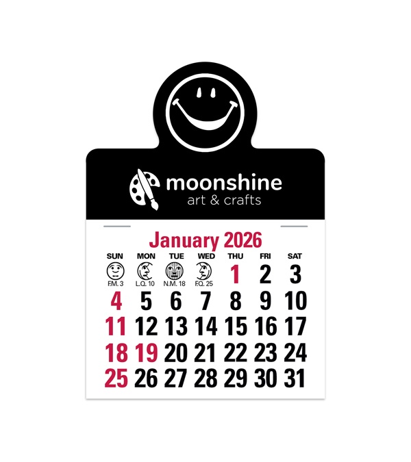 2-Color Stick Up Grid, English (13-Month) Smiley Face Shape 2026