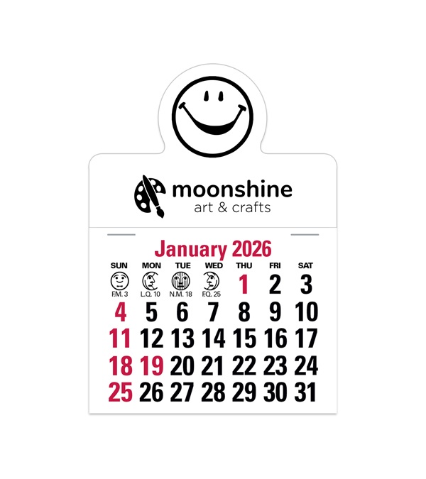 2-Color Stick Up Grid, English (13-Month) Smiley Face Shape 2026