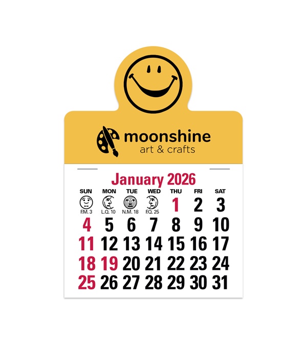 2-Color Stick Up Grid, English (13-Month) Smiley Face Shape 2026