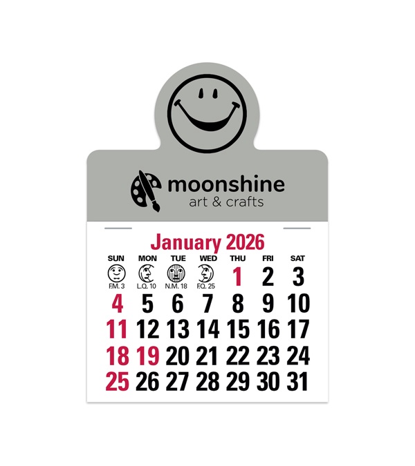 2-Color Stick Up Grid, English (13-Month) Smiley Face Shape 2026