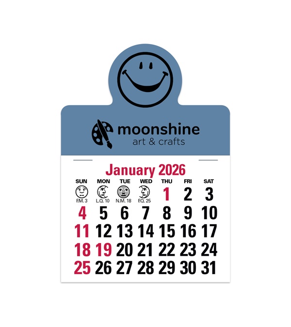 2-Color Stick Up Grid, English (13-Month) Smiley Face Shape 2026