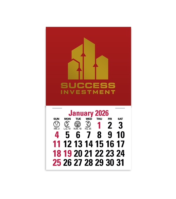 2-Color Stick Up Grid, English (13-Month) Square Shape 2026