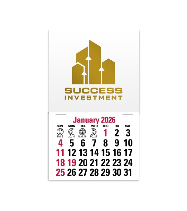2-Color Stick Up Grid, English (13-Month) Square Shape 2026