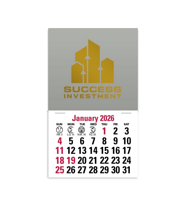 2-Color Stick Up Grid, English (13-Month) Square Shape 2026