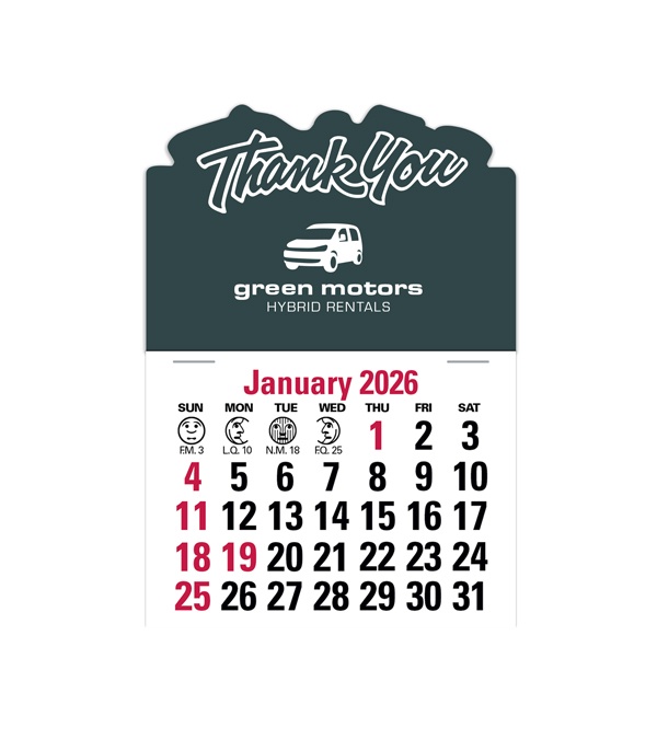 2-Color Stick Up Grid, English (13-Month) Thank You Shape 2026