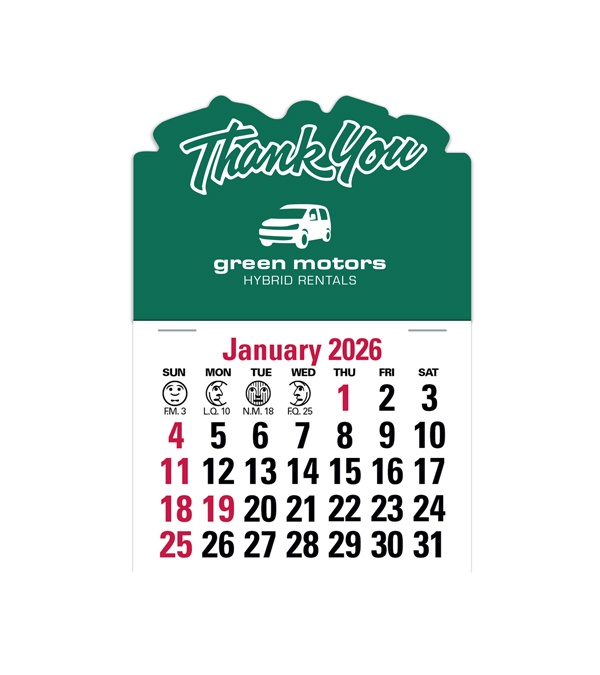 2-Color Stick Up Grid, English (13-Month) Thank You Shape 2026