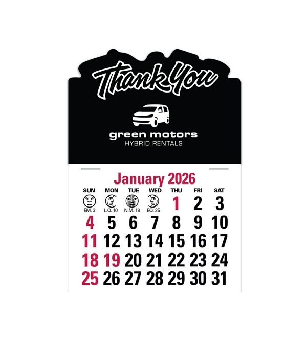 2-Color Stick Up Grid, English (13-Month) Thank You Shape 2026