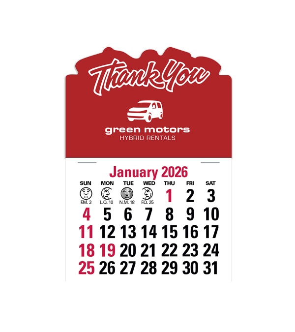 2-Color Stick Up Grid, English (13-Month) Thank You Shape 2026