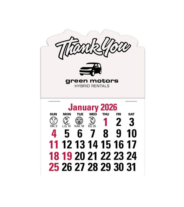 2-Color Stick Up Grid, English (13-Month) Thank You Shape 2026