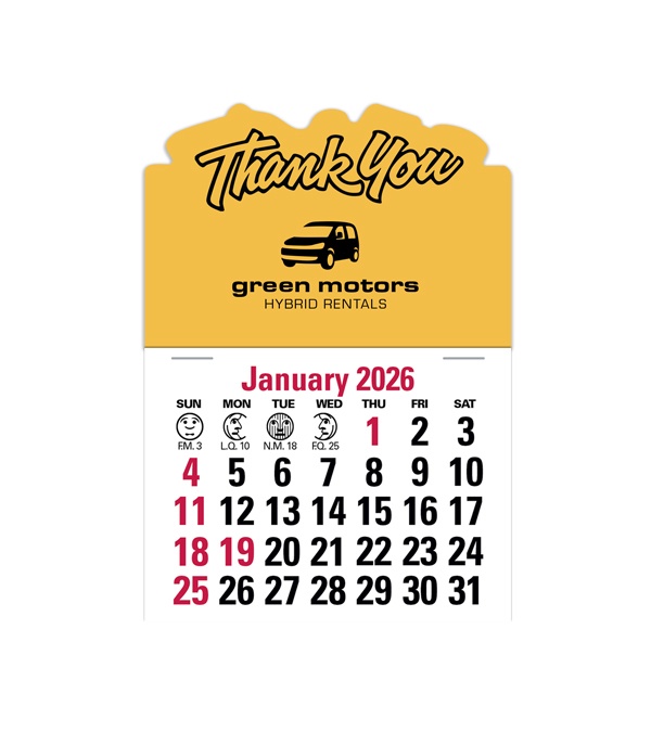 2-Color Stick Up Grid, English (13-Month) Thank You Shape 2026