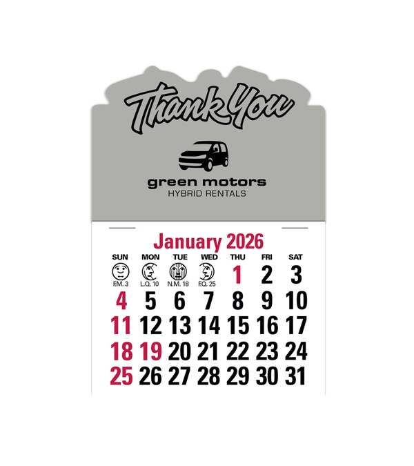 2-Color Stick Up Grid, English (13-Month) Thank You Shape 2026
