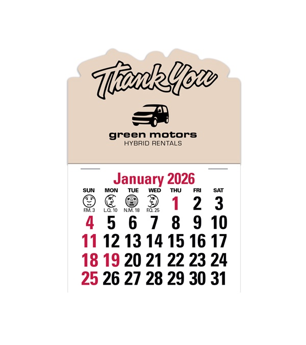 2-Color Stick Up Grid, English (13-Month) Thank You Shape 2026