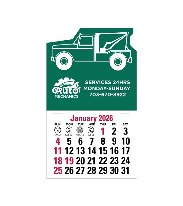 2-Color Stick Up Grid, English (13-Month) Wrecker Shape 2026