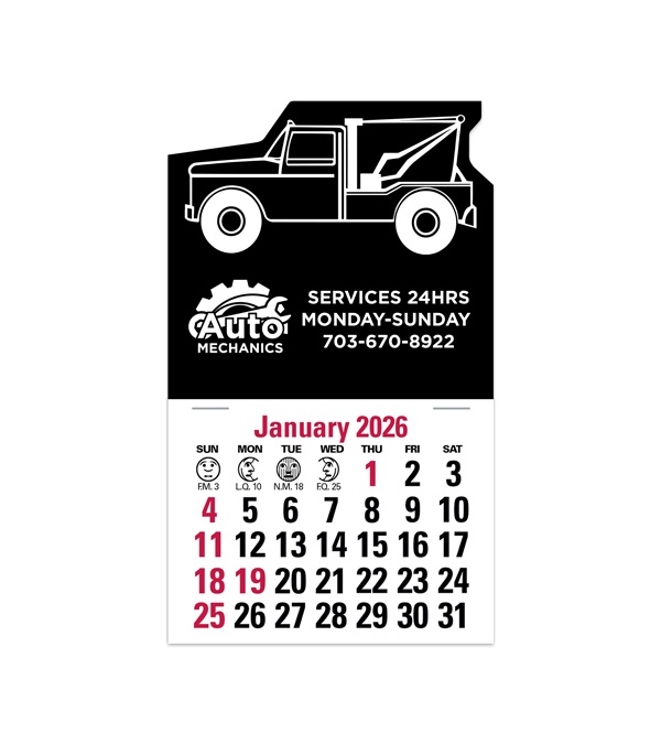 2-Color Stick Up Grid, English (13-Month) Wrecker Shape 2026