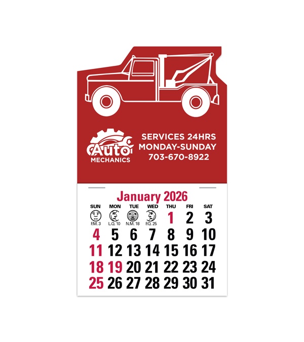 2-Color Stick Up Grid, English (13-Month) Wrecker Shape 2026