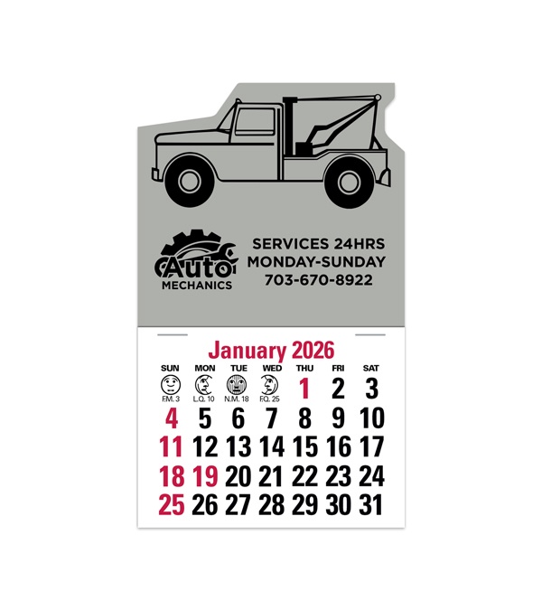 2-Color Stick Up Grid, English (13-Month) Wrecker Shape 2026