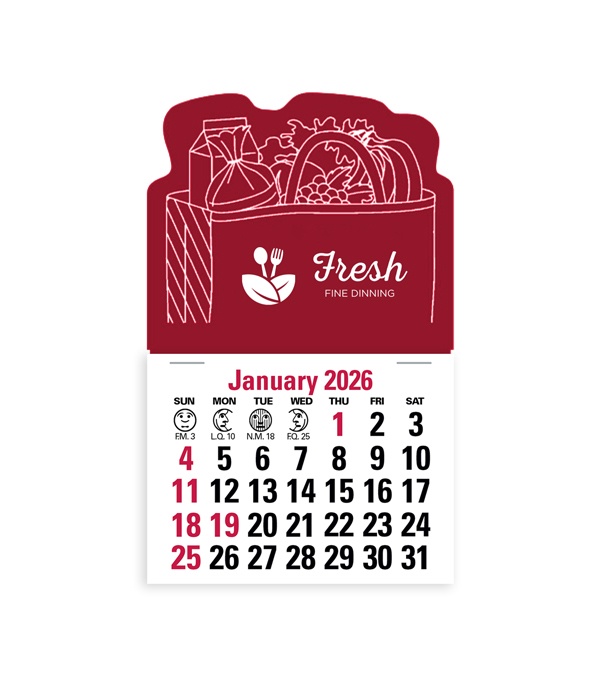 2-Color Stick Up Grid, English (13-Month) Grocery Bag 2026