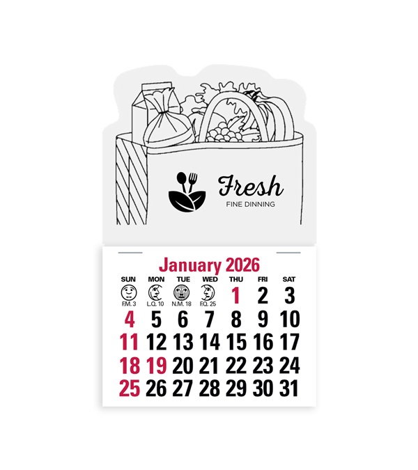 2-Color Stick Up Grid, English (13-Month) Grocery Bag 2026