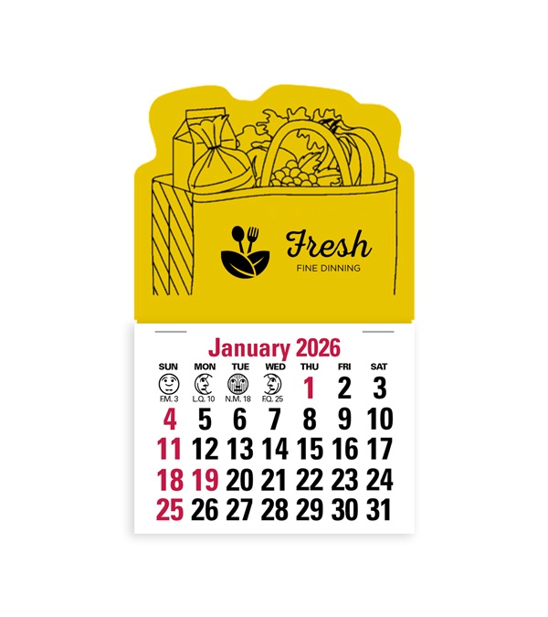 2-Color Stick Up Grid, English (13-Month) Grocery Bag 2026