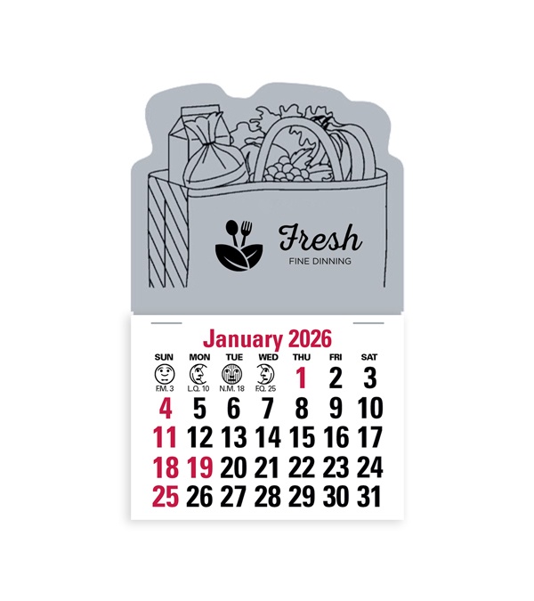 2-Color Stick Up Grid, English (13-Month) Grocery Bag 2026