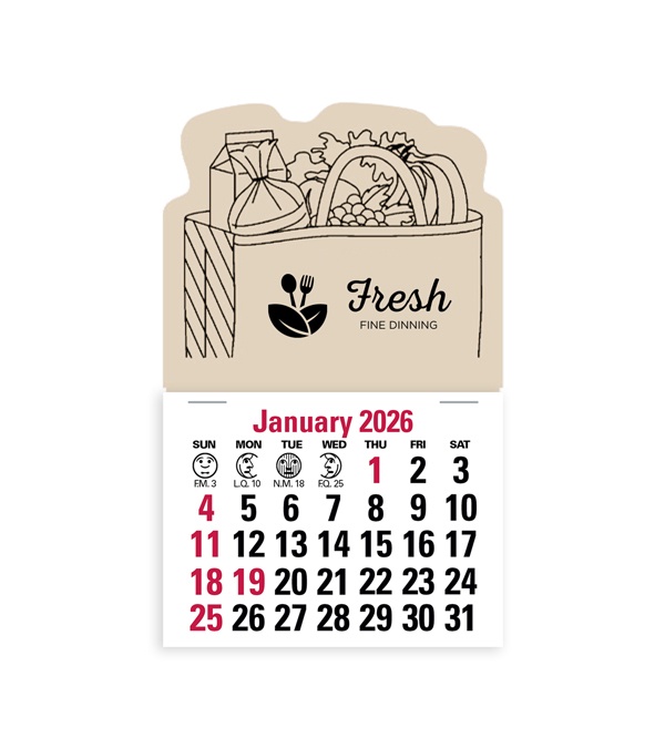 2-Color Stick Up Grid, English (13-Month) Grocery Bag 2026