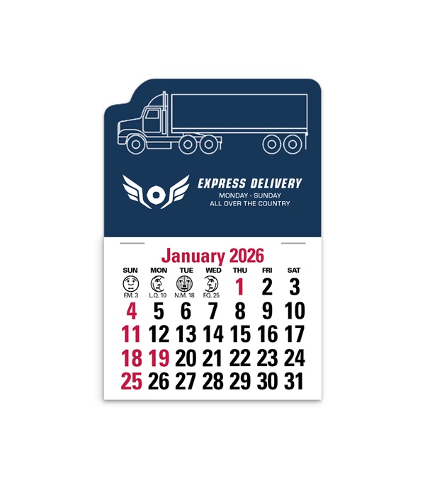 2-Color Stick Up Grid, English (13-Month) Left-Facing Tractor Trailer 2026