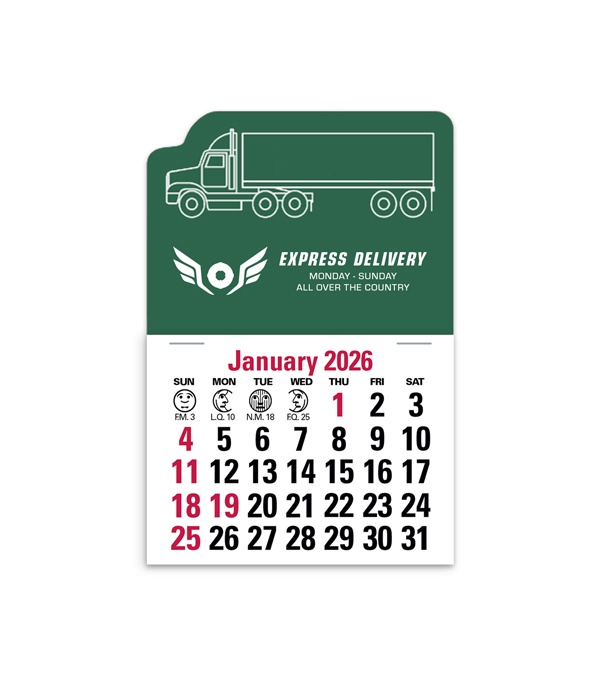 2-Color Stick Up Grid, English (13-Month) Left-Facing Tractor Trailer 2026